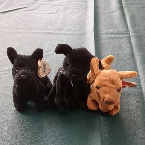 three ty beanie dogs scottie, luke, weenie